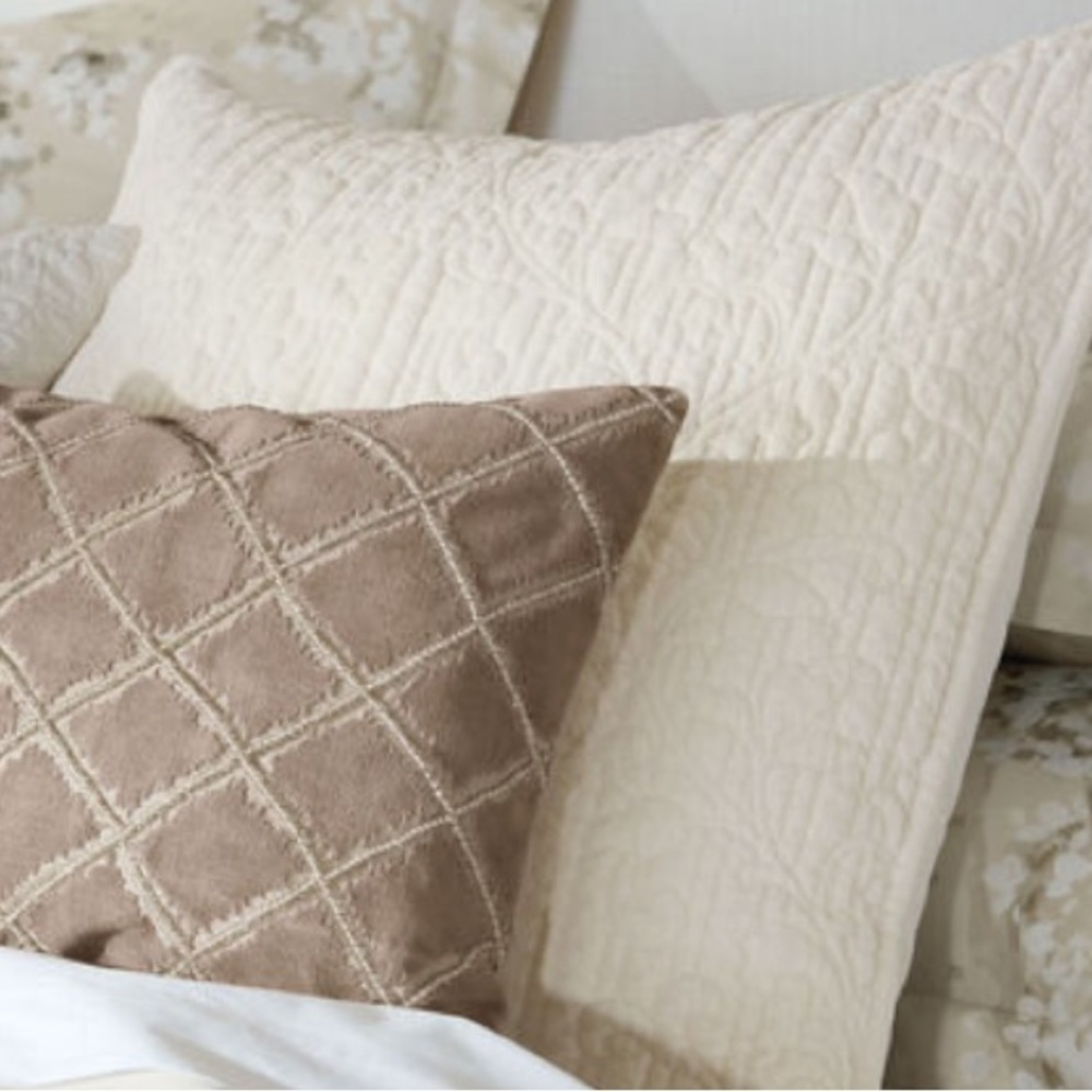 Ethan Allen Garment-Dyed Velvet Euro Shams Ivory set of 2